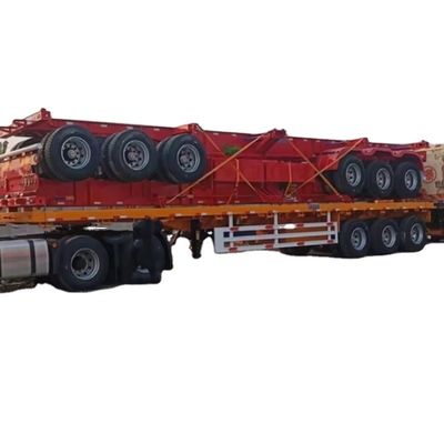 kaufen 3 Achsen 20 Fuß Schifffahrtscontainer Flachbett Semi-Truck Flachbett Semi-Anhänger mit Stütze online manufacture