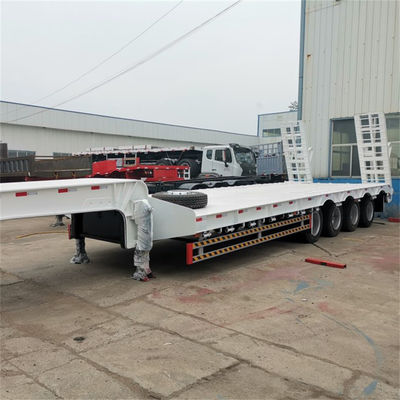 kaufen 40-100 Tonnen Belastung 4 Achsen Niederbett Semi-Anhänger mit 16 Reifen und 12R20 Reifen Modell JOST Kingpin Schrauben oder Schweißen online manufacture